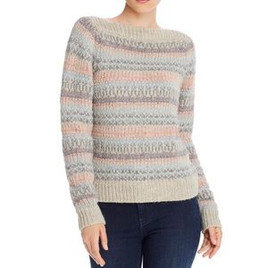 Rebecca Taylor Womens Gray WoolBlend Striped Pullover Sweater Top NWT